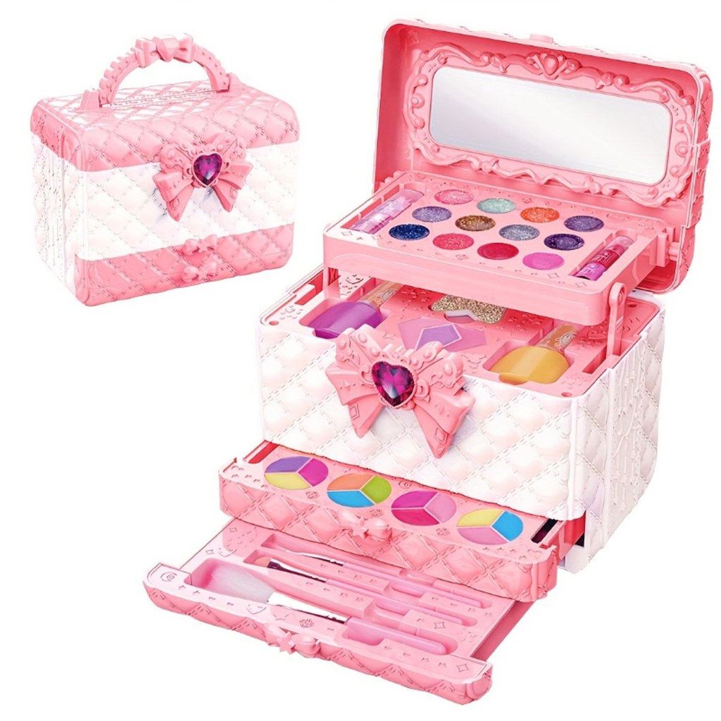 Minicee Kinder Make-up Set im Koffer – Waschbares Schminkspielzeug für Mädchen – Rollenspiel Kosmetikspielzeug 4–10 Jahre