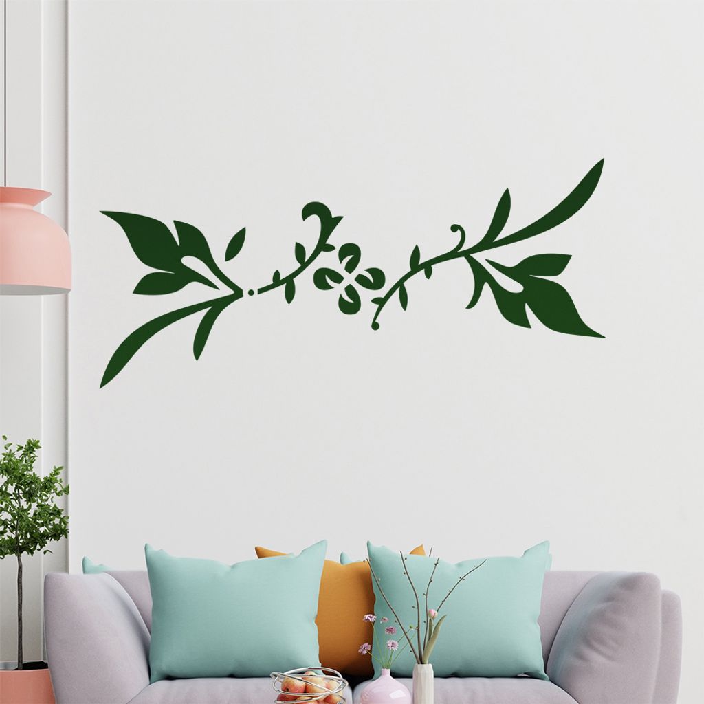 Blätter - Linien Wandtattoo in 6 Größen - Wandaufkleber Wall Sticker - Dekoration, Küche, Wohnzimmer, Schlafzimmer, Badezimmer