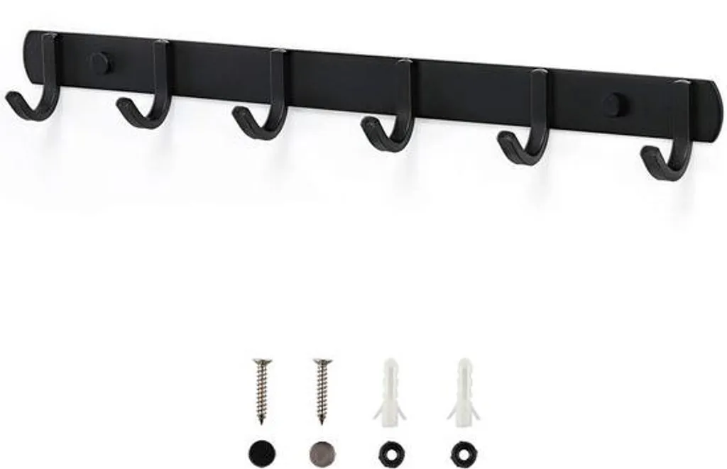 Porte-vêtements en acier inoxydable noir mat multifonctionnel 45cm
