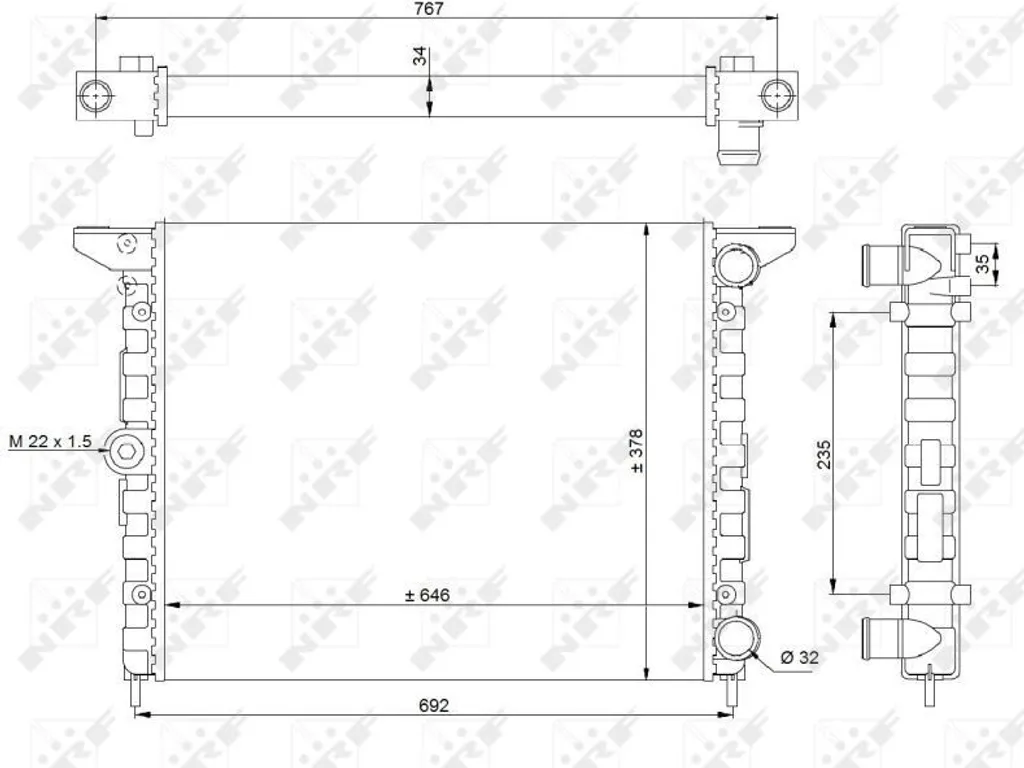Radiateur NRF 519523 haute résistance pour moteur Galaxy, Sharan et Alhambra