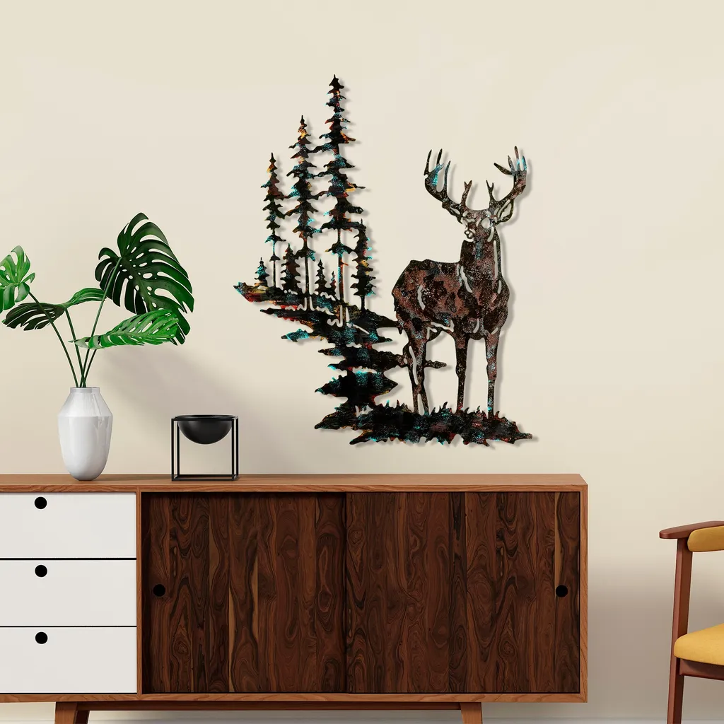 Wallity Cervo Decorazione Parete Metallo Multicolore 65x79cm - Design 100% Metallo - 1