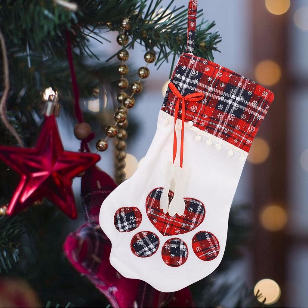 Weihnachtsgeschenktaschen Hund Haustierpfoten Socken H?ngende Puppenspielzeuggeschenke Dekoration