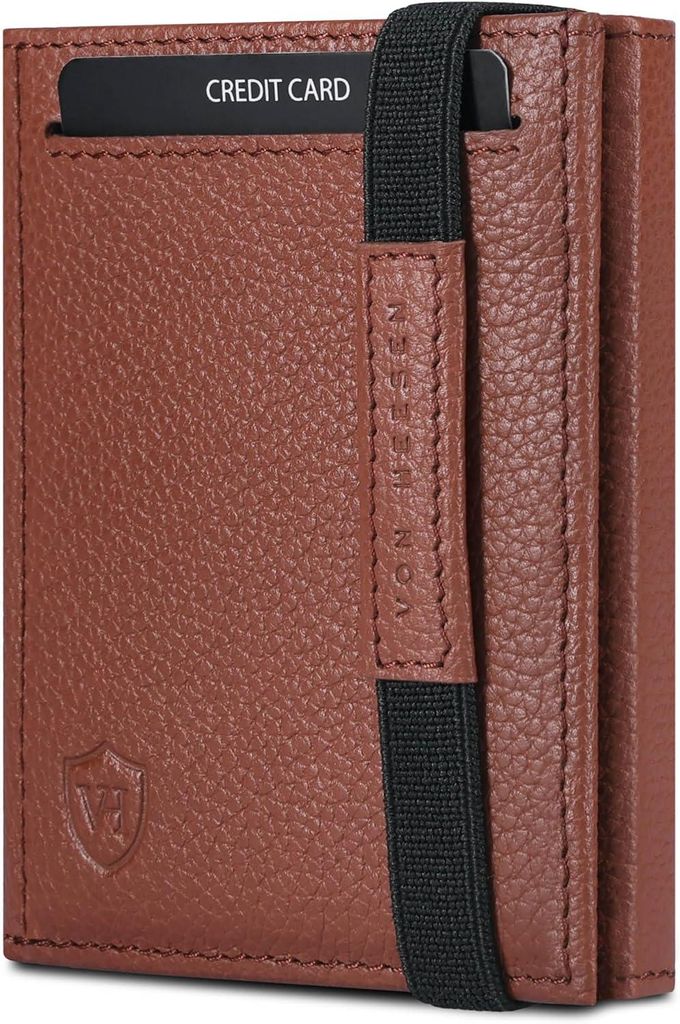 Slim Wallet Echtleder mit RFID Schutz und Münzfach Kartenetui Geldbörse Portemonnaie Herren Damen Kompakt Klein Kartenhalter