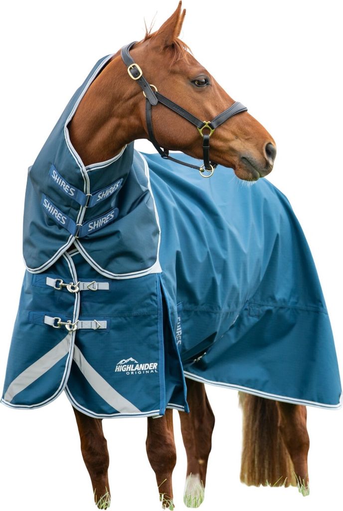Shires - "Highlander Original" Pferdedecke mit Nackenschutz ER1504 (168cm) (Ozean)
