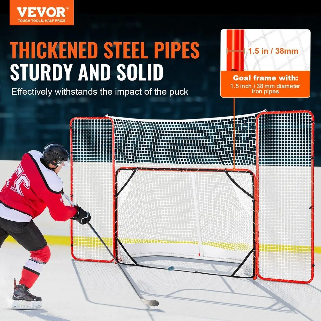 But de hockey anti-tirs manqués avec filet de protection acier - 2
