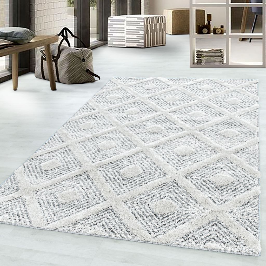 Pisa teppich hochflor rechteckig 280x370cm grau 4707