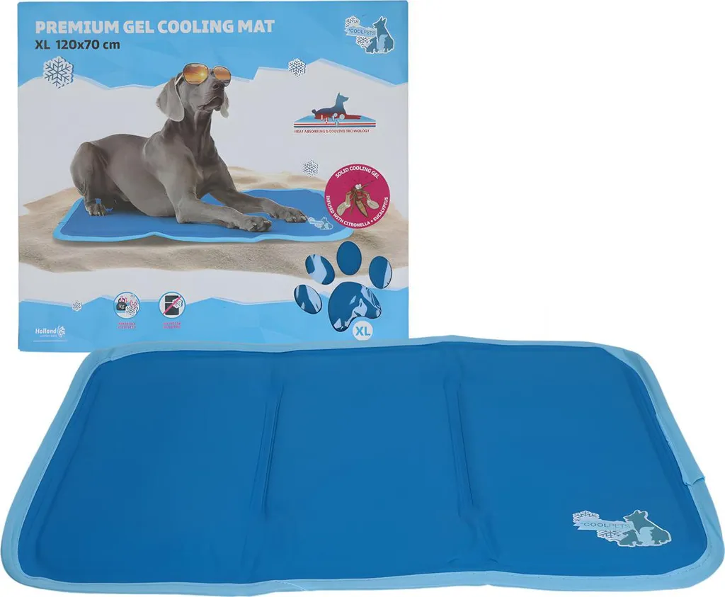 Tapis de Refroidissement Chien XL Coolpets Gel Solide pour l'Été 70x120cm