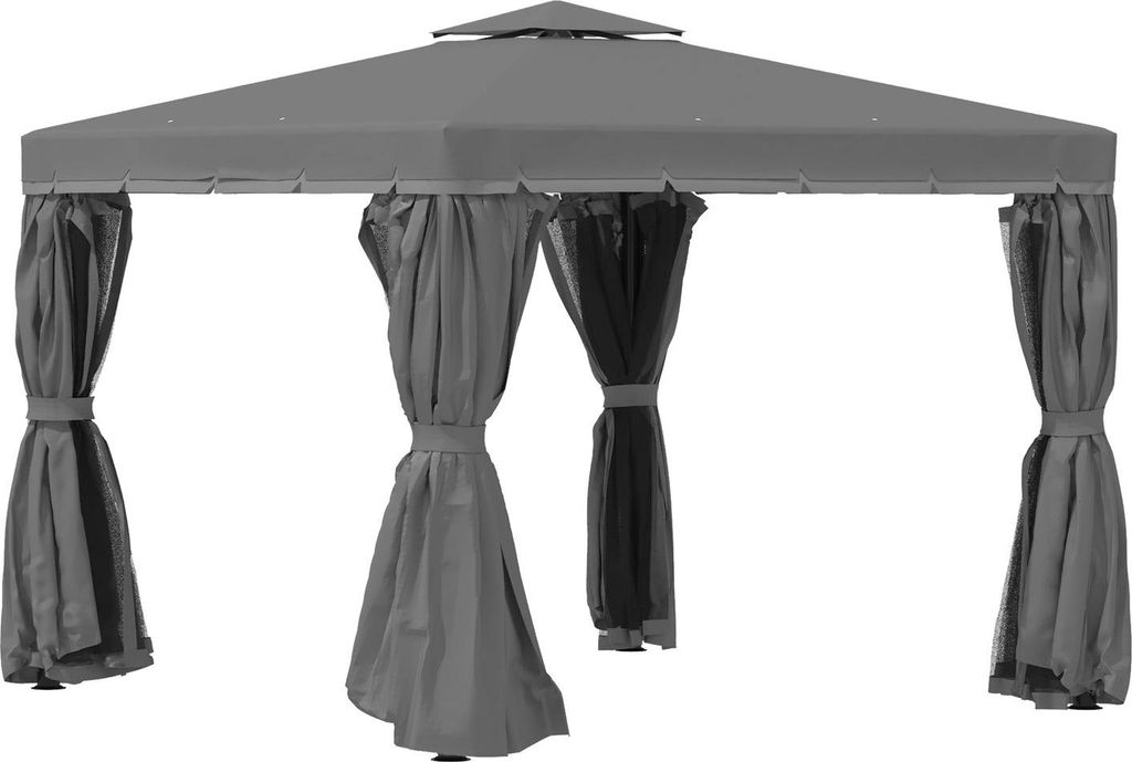 Gartenpavillon Pavillon 2,96 X 2,96 M Gartenzelt Mit Doppeldach Festzelt Partyzelt Mit 4 X Seitenteile Moskitonetz Aluminium Polyester