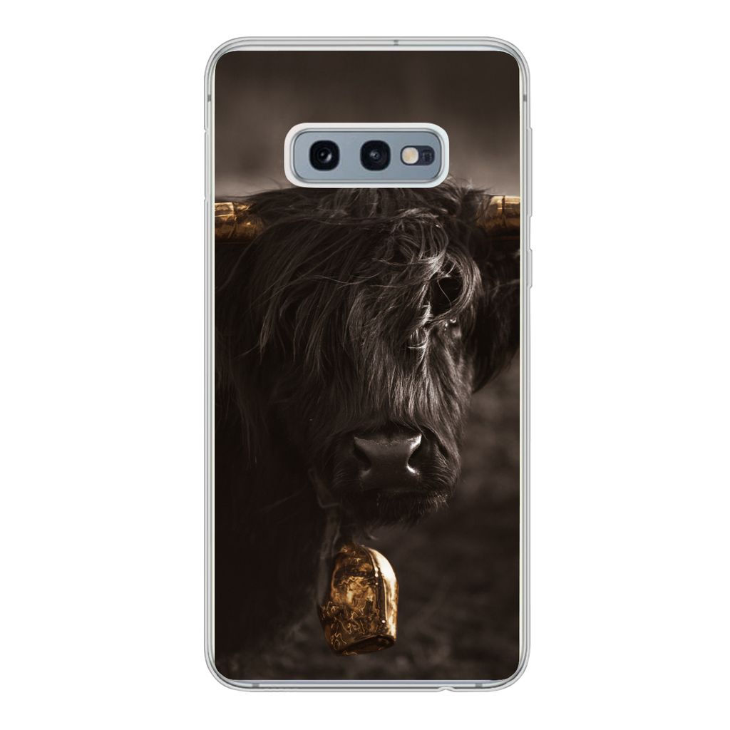 MuchoWow Handyhülle Schutzhülle Hülle für Samsung Galaxy S10e Schottischer Highlander - Fell - Schwarz Silikon Softcase Handy Hülle - Handy