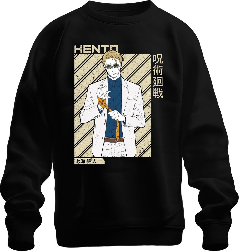 Nanami Kento Jujutsu Kaisen Anime Anzug Krawatte Geschenk Vintage Uni Sweatshirt Pullover, Schwarz, S