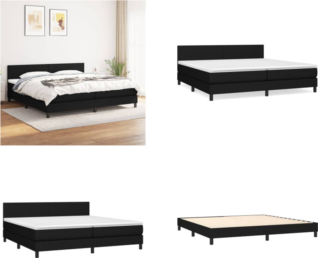 vidaXL Boxspringbett mit Matratze Schwarz 200x200 cm Stoff - Boxspringbett - Boxspringbetten - Bett - Schlafzimmermöbel