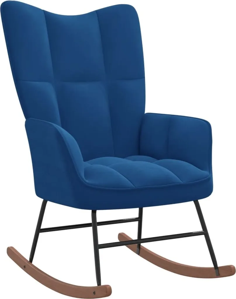 The Living Store Sedia a dondolo in velluto blu