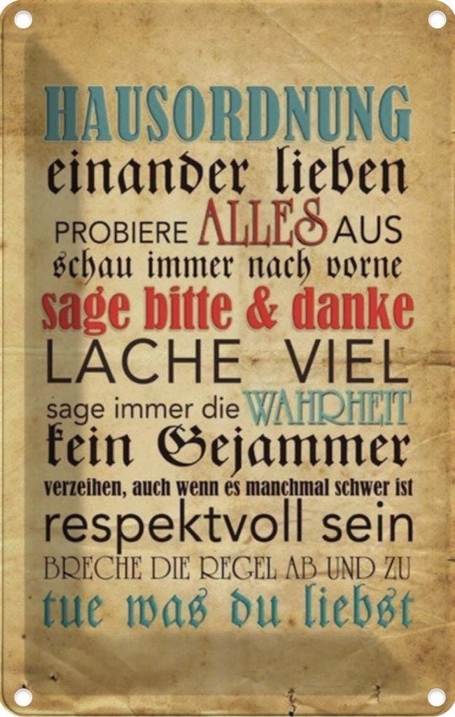 vianmo Blechschild 18x12 cm Hausordnung sage bitte danke Warnschild Hinweisschild Sicherheit Vorsicht