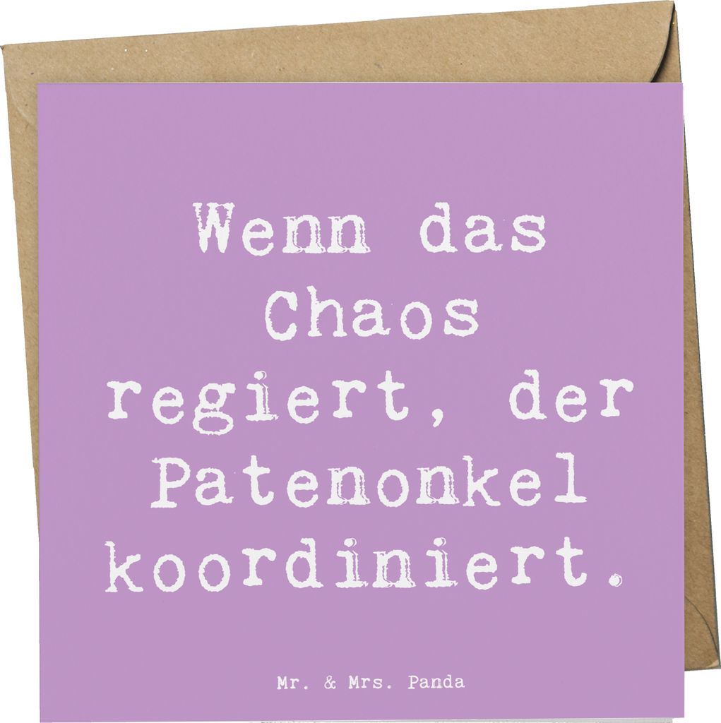 Mr. & Mrs. Panda Grußkarte Spruch Patenonkel Held - Lavendeltraum - Geschenk, faltkarte, herzerwärmende Sprüche, doppelkarte, Klappkarte, Patens...