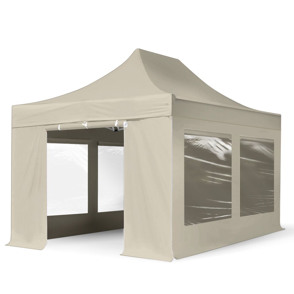 TOOLPORT 3x4,5m Aluminium Faltpavillon, inkl. 4 Seitenteile, creme