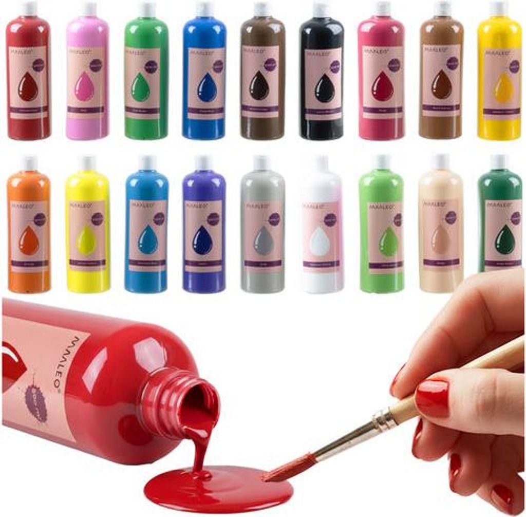 Plakatfarben-Set, 18 Farben, je 500 ml