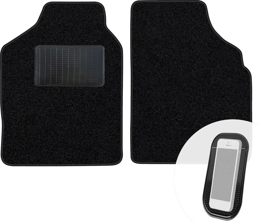 moto-MOLTICO Tappetini anteriori per auto Velours Tappetini per auto neri Set di tappetini per auto 2 pezzi adatto per Nissan Micra 1992-2002