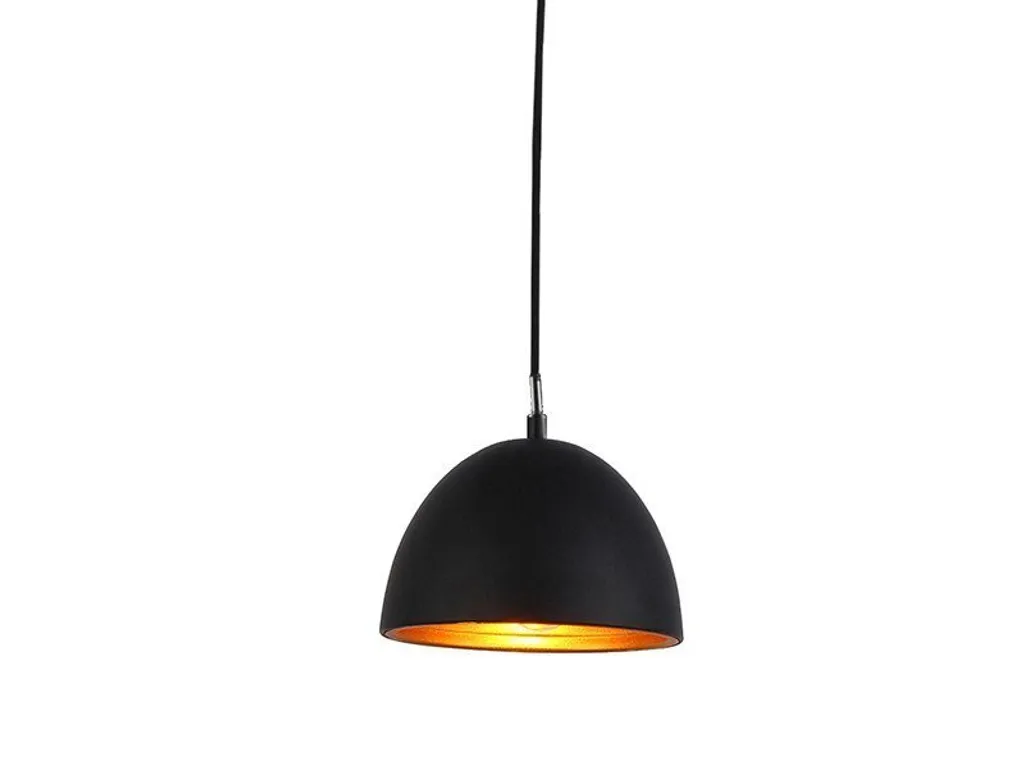 Luminaire suspendu à côtes Modena, finition dorée de luxe et noir mat