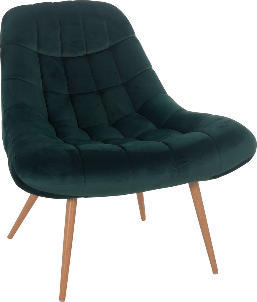 SalesFever Loungesessel mit XXL-Sitzfläche | Bezug Stoff in Samt-Optik | Gestell Metall in Holzoptik | üppige Steppung | B 76 x T 87 x H 86 cm | ...