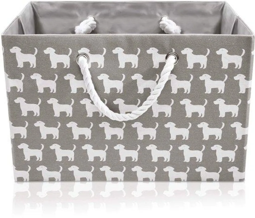 Sac en tissu gris haute qualité pliable motif chiens pour nettoyage
