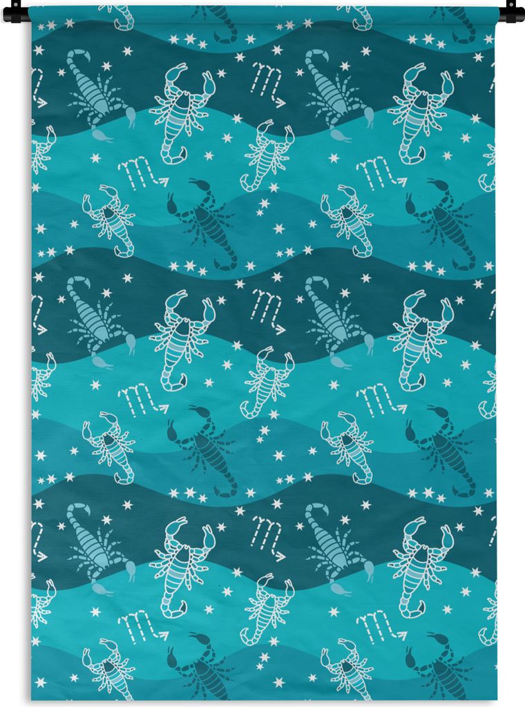MuchoWow Wandteppich Wandbehang Skorpion - Tierkreiszeichen - Muster 120x180 cm Tapisserie Dekoration Wandtuch - Schlafzimmer - Dekorationen für...