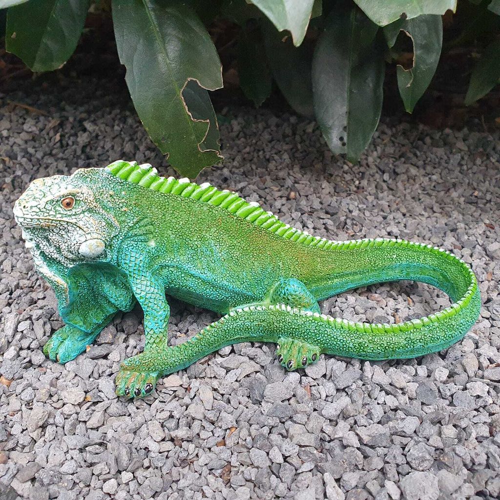 Gartenfigur kleiner grüne Leguan Figur 16 cm