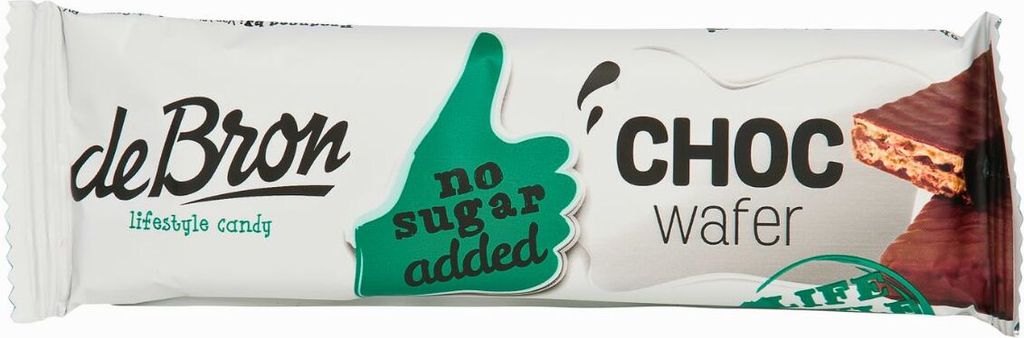 De Bron Choc Wafer Schoko-Waffel ohne Zuckerzusatz 34g Produktbild 