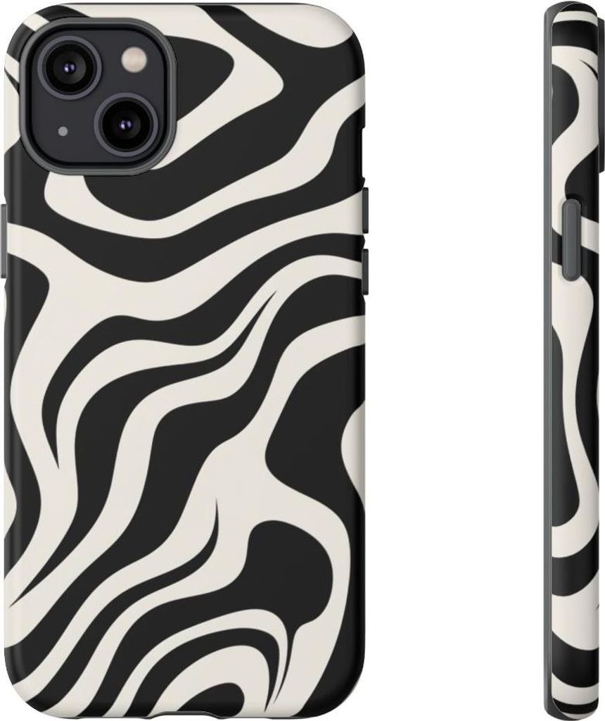 Abstraktes Zebra-Muster in Schwarz-Weiß – Hülle Kompatibel mit iPhone 14 Plus