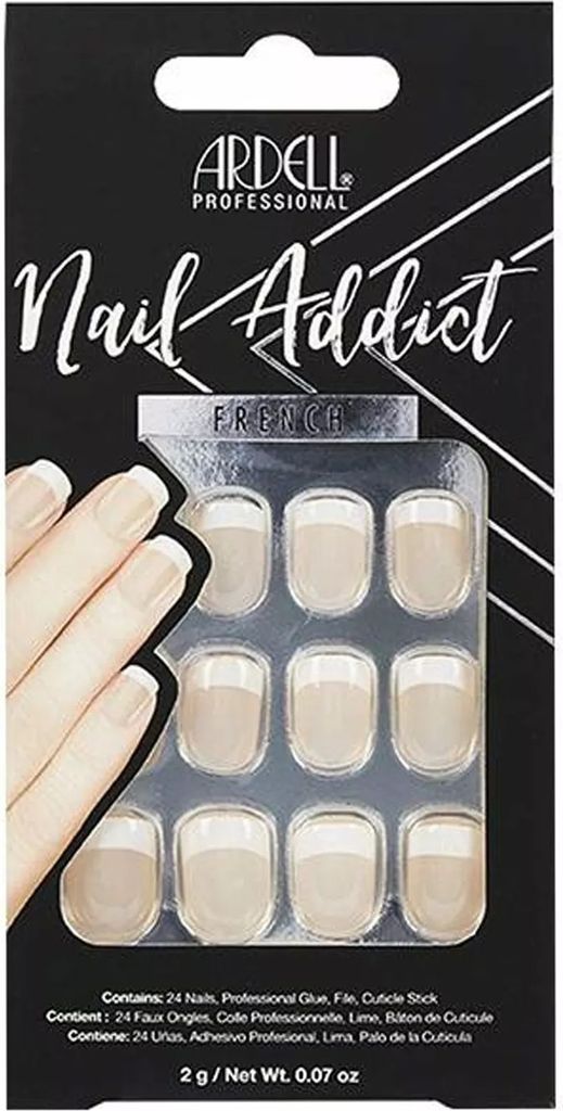 Ardell | 28 Tips - Künstliche Nägel - |Beige, French| - Größe S - Tips - Nagelkleber - Classic French - Komplettset