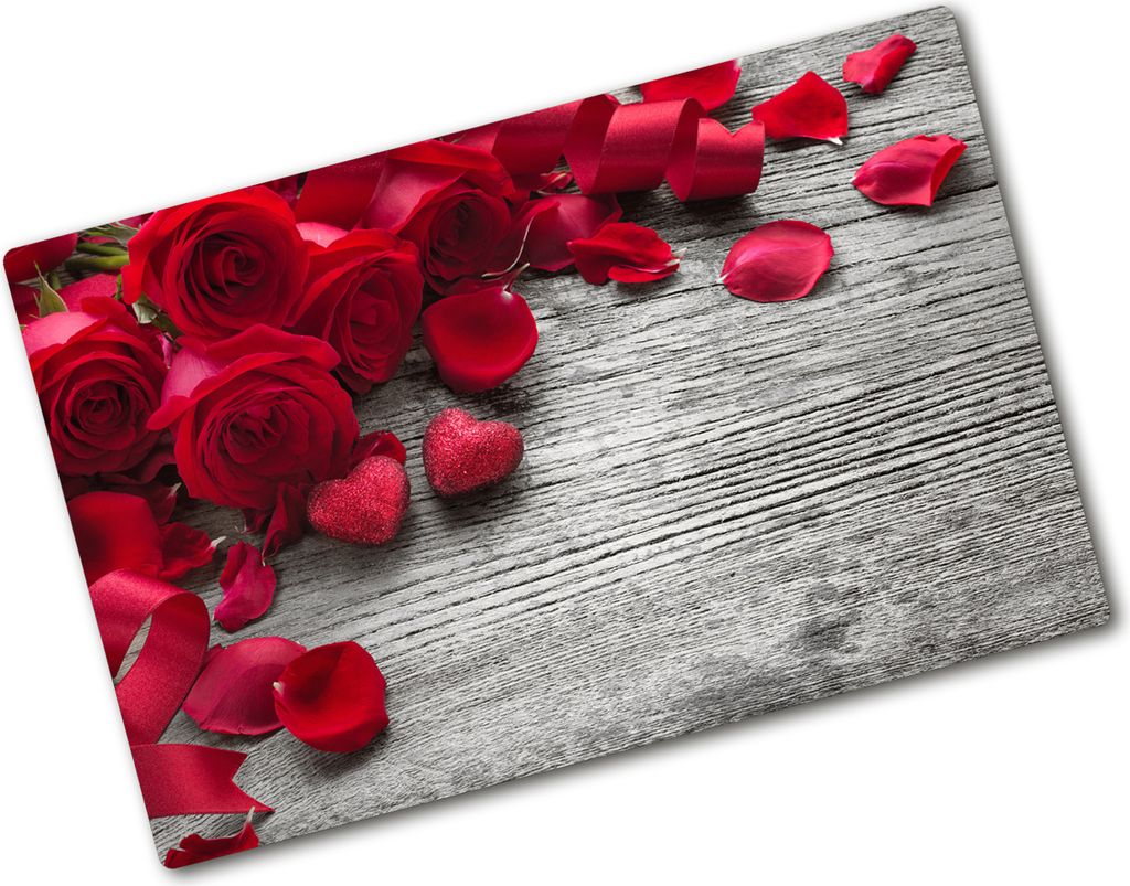 Tulup Glas Herdabdeckplatte - 80x52 cm - Glaskeramikkochfeld-Abdeckung Spritzschutz Glasabdeckplatte - Einteilig - Blumen & Pflanzen - Rote Rosen -...