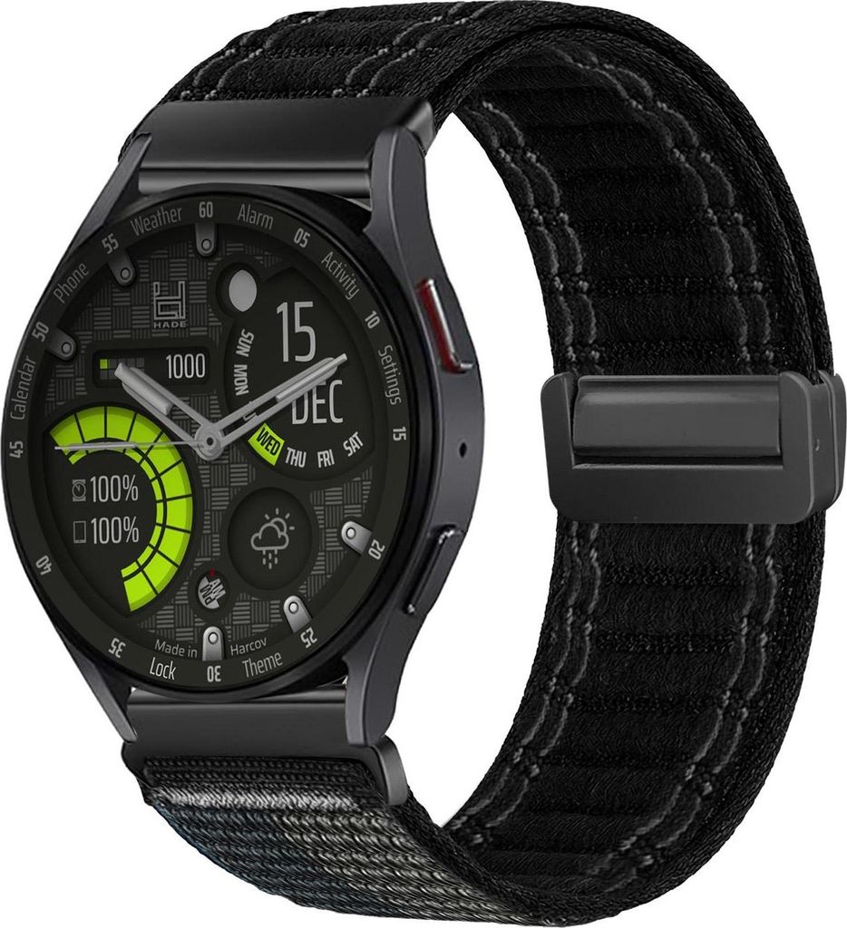 Smartwatch Armband für Samsung Galaxy Watch6 40mm Nylon Textil Band Ersatzband Wechselband Magnetverschluss flexibel atmungsaktiv Schwarz