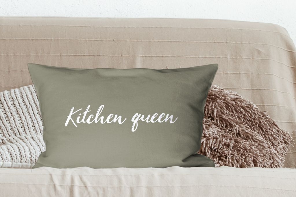 MuchoWow Zierkissen Sofakissen Wohnzimmer Dekokissen 60x40 cm Sprichwörter - Frauen - Küchenkönigin - Zitate - Kopfkissen - Polster mit Foto