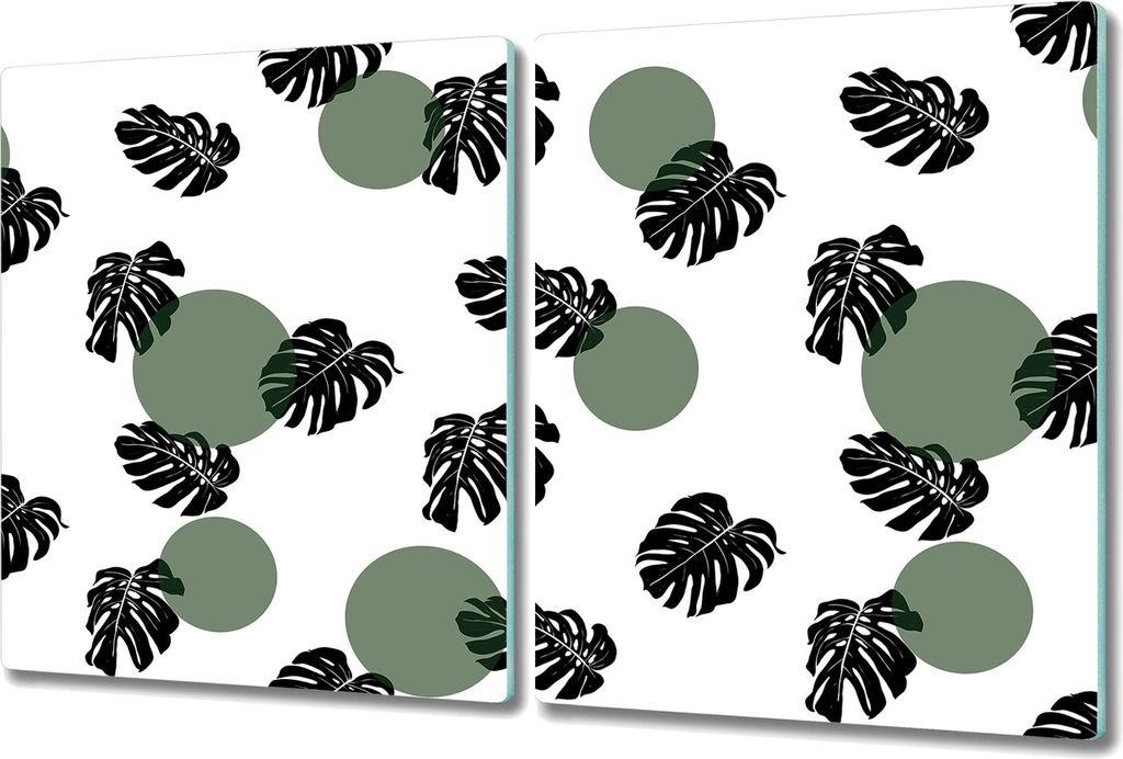 Glas Schneidebrett Herdabdeckplatten Schneideplatten - 2x 40x52 cm - Hawaii Tropisch