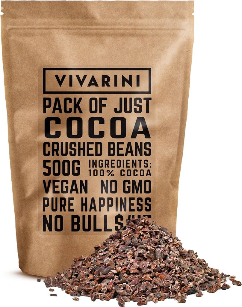 Vivarini - Kakao 500g - 100% Reiner Kakaobohnen- Nährstoffreich, Aromatisch, Ungezuckert - Vielseitig für Müsli, Backen, Getränke - Aus Peru