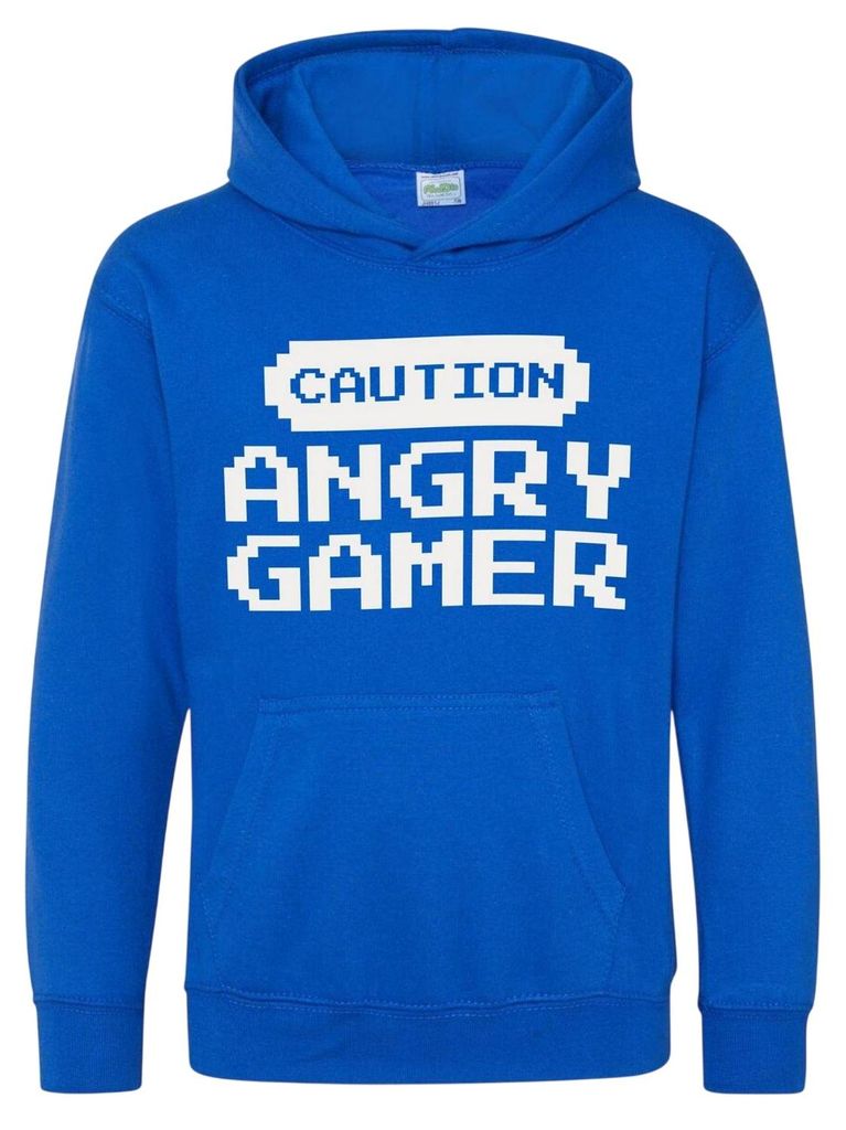 AWD - "Caution Angry Gamer" Kapuzenpullover für Kinder GT25794 (158) (Blau)