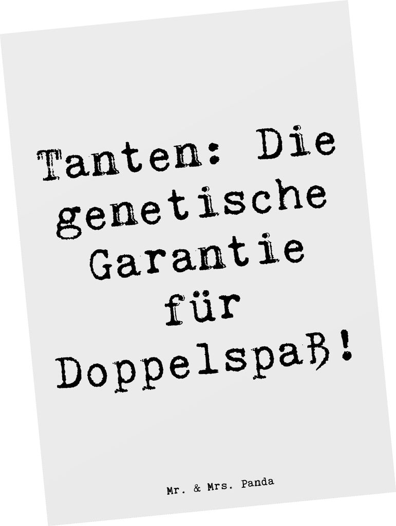 Mr. & Mrs. Panda Postkarte Spruch Tanten Doppelspaß - Weiß - Geschenk, Verwandtschaft, Ansichtskarten, Liebe, Familienmitglieder, herzerwärmende...