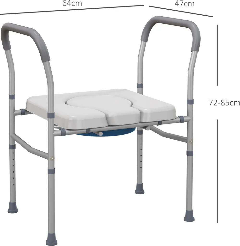Chaise percée de toilette 4 en 1 modulable avec assise rembourrée - 136kg