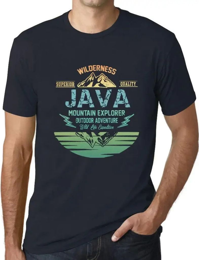 Herren Grafik T-Shirt Outdoor-Abenteuer Wildnis Gebirgsforscher java – Outdoor Adventure, Wilderness, Mountain Explorer Java – Öko-Verantwortlich