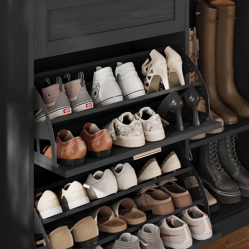 AODEMOKO Schuhschrank mit 2 Klappen, Schuhkipper Schmal, Produktbild 