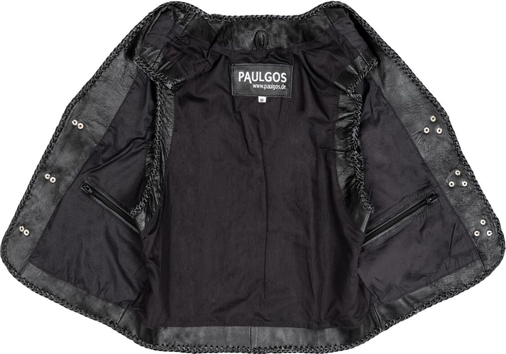 PAULGOS Kožená vesta - 100 % pravá koža - čierna - BW5 - k Obrázok produktu 4
