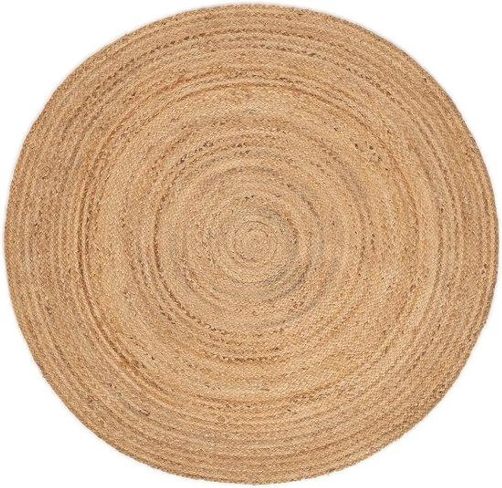 Tapis rond en jute beige 150 cm - Style moderne pour salon et chambre