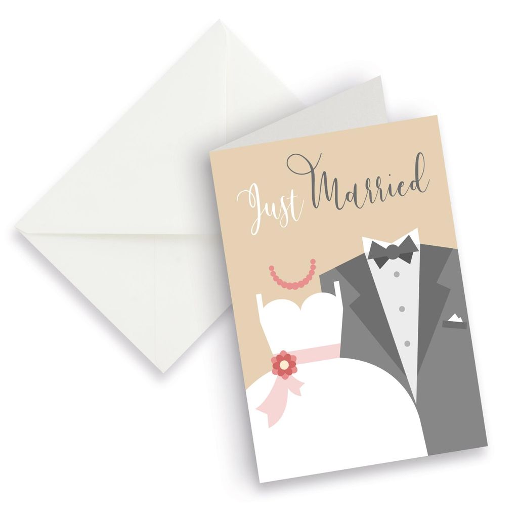 itenga XXL Klappkarte DIN A4 Just Married Brautpaar Hochzeit und XXL Briefumschlag