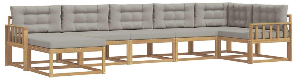 vidaXL Outdoor-Sofagarnitur mit Kissen 7 pcs Weiß und Hellgrau