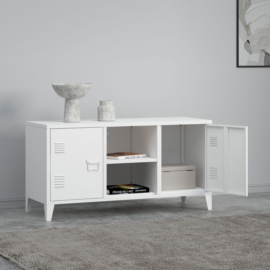 TV skrinka 'Kotka' s 2 dvierkami kov 113 x 40 x 58 cm Biela Obrázok produktu 