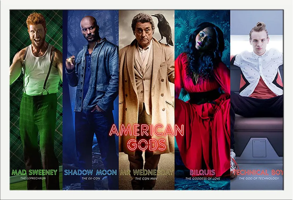 Cadre avec affiche American Gods Shinsuke blanc et vitre acrylique