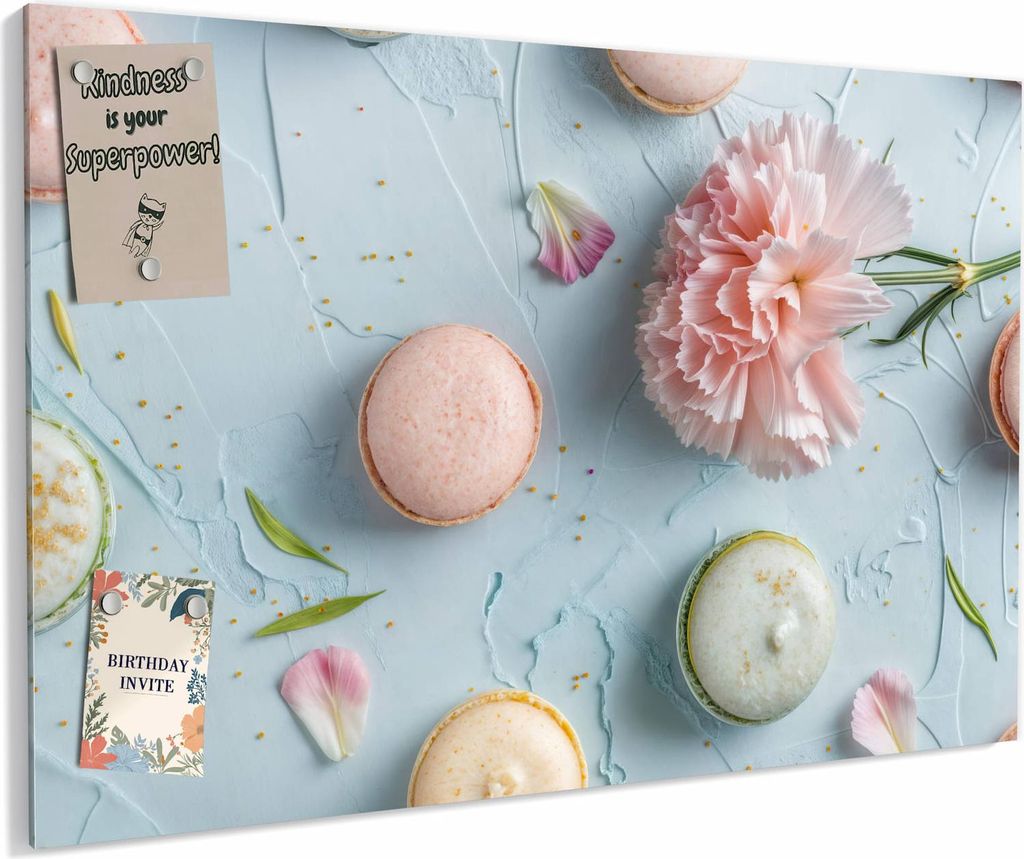 Magnettafel 90x60cm magnetisch & beschreibbar Metall-Board - Französische Macarons