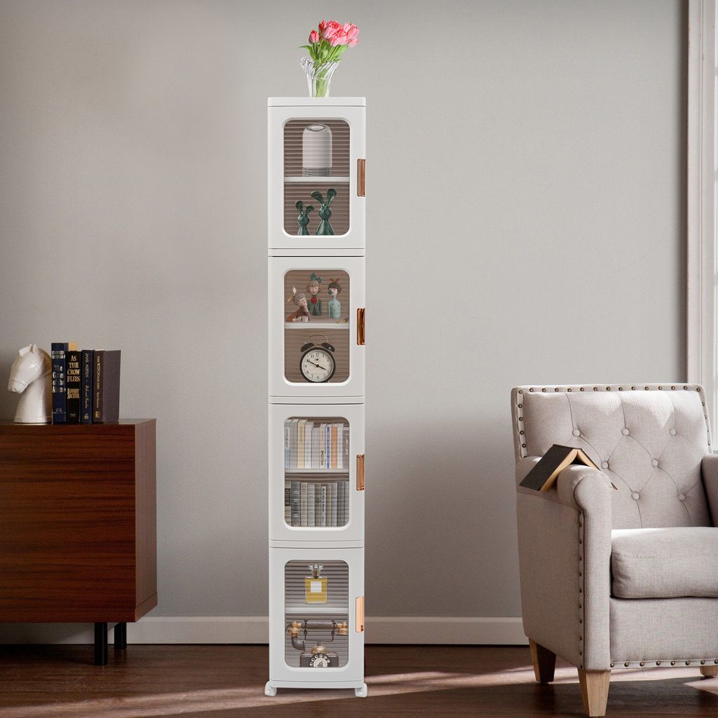 24.5*28.5*166cm Aufbewahrungsboxen, Lagerschrank, Faltbare Lagerung, Weiß