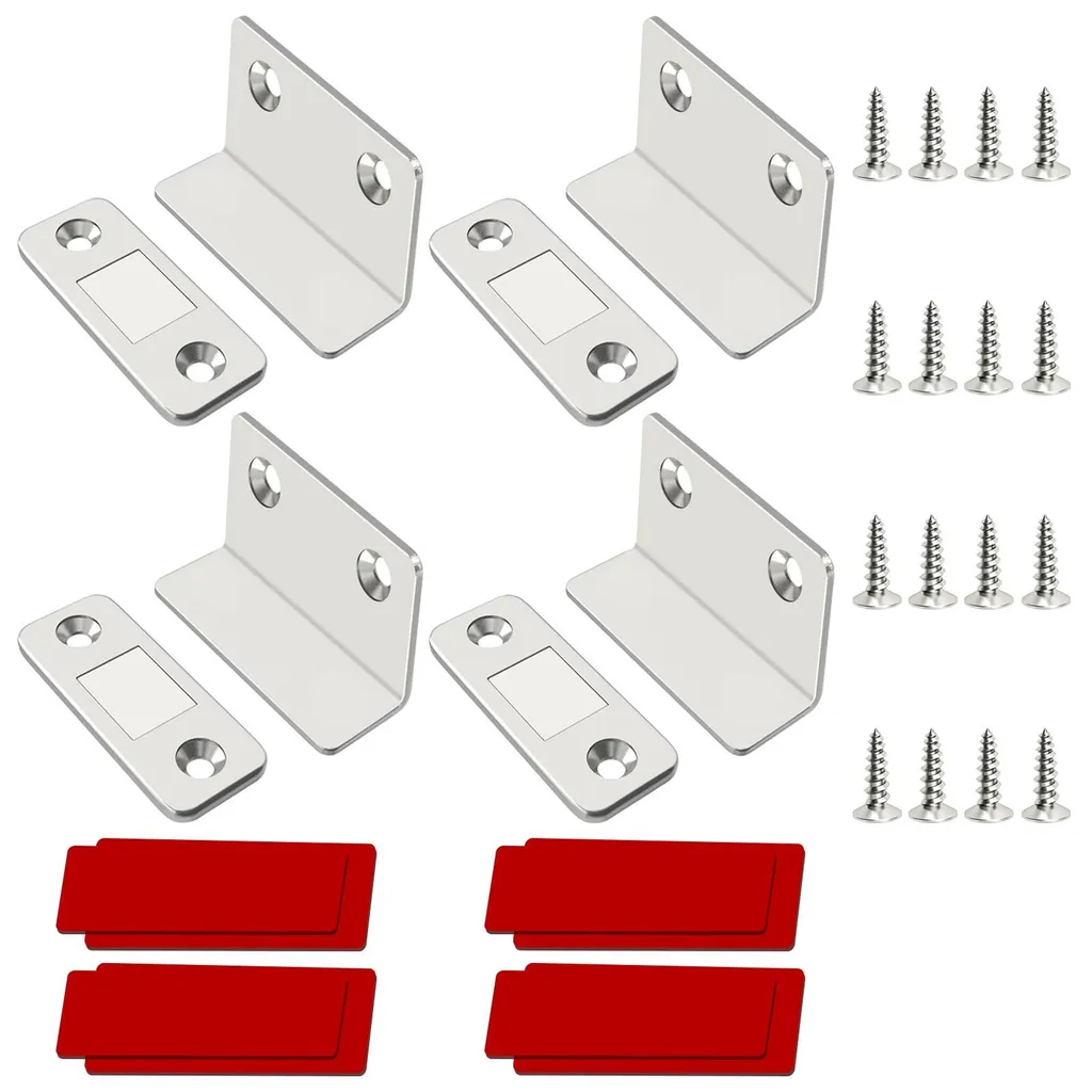 Aimants puissants ultra-fins pour porte de meuble - Kit 4 loquets en L