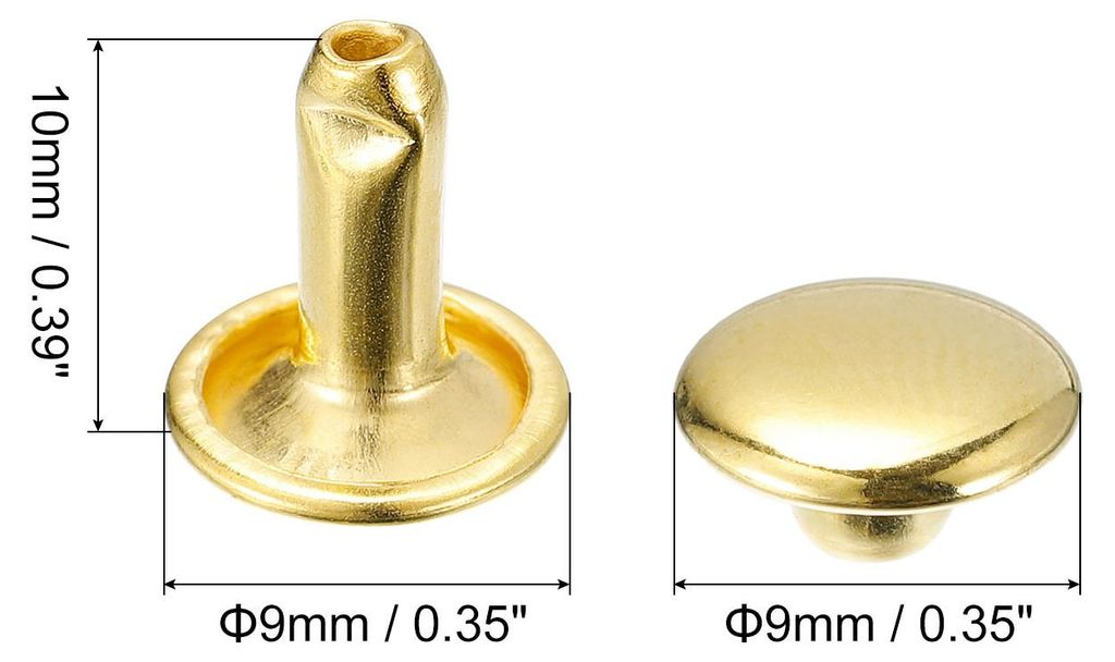 50 Sets Leder Nieten 9mm Doppelt Kappe Nieten 10mm H?he Metall Nieten Runde Nieten Hohlnieten Niete fš¹r Leder Handwerk Reparatur DIY Geldbeutel ...