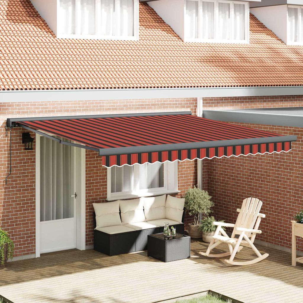 Maison Exclusive - Einziehbare Markise Rot und Schwarz 350 x 250 cm Stoff